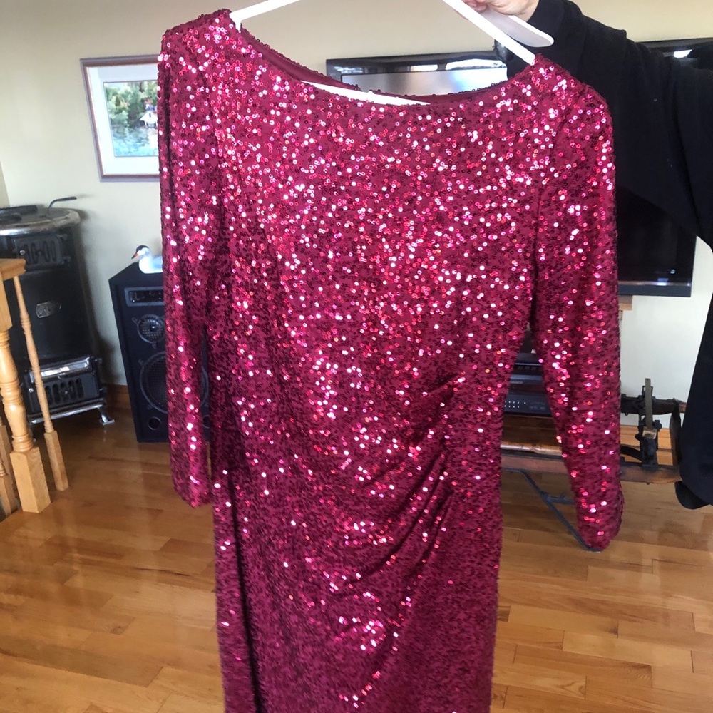 Wine Red Sequinned Dress